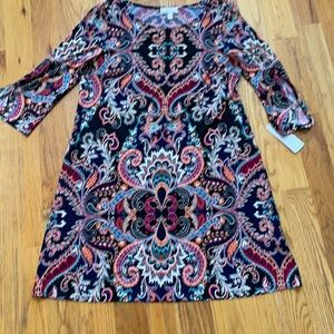 Dress, A-Line, 3/4 Sleeves, Large